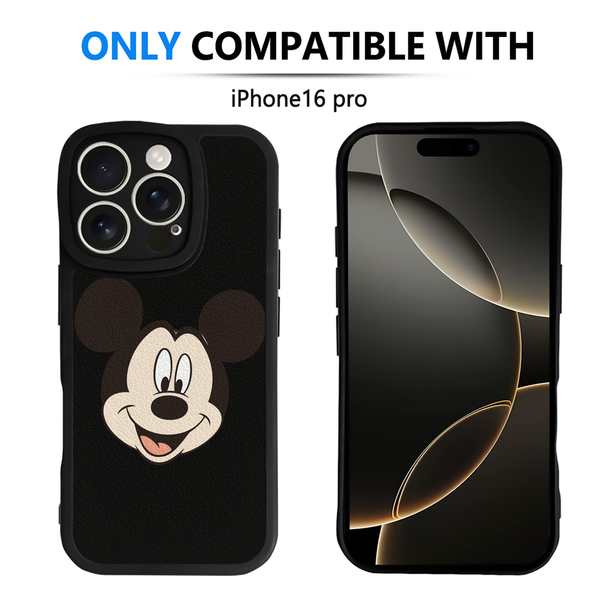 （画像用） ミッキーマウス Mickey Mouse 【iPhone 16シリーズ対応】シリコンスマホケース（レザー調） 材質：シリコン
